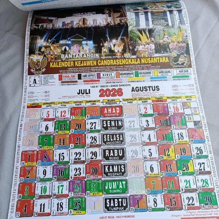 "New" Kalender 2026 : Kalender KEJAWEN CANDRASENGKALA NUSANTARA 2026 - Tanggalan Jawa Lengkap