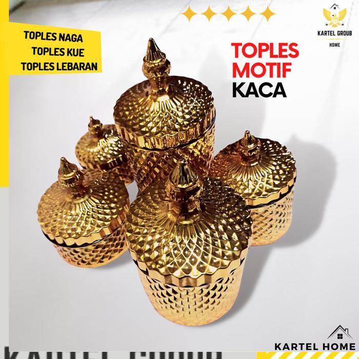 HOME TOPLES EMAS MEWAH SET KACA TOPLES KRISTAL LEBARAN