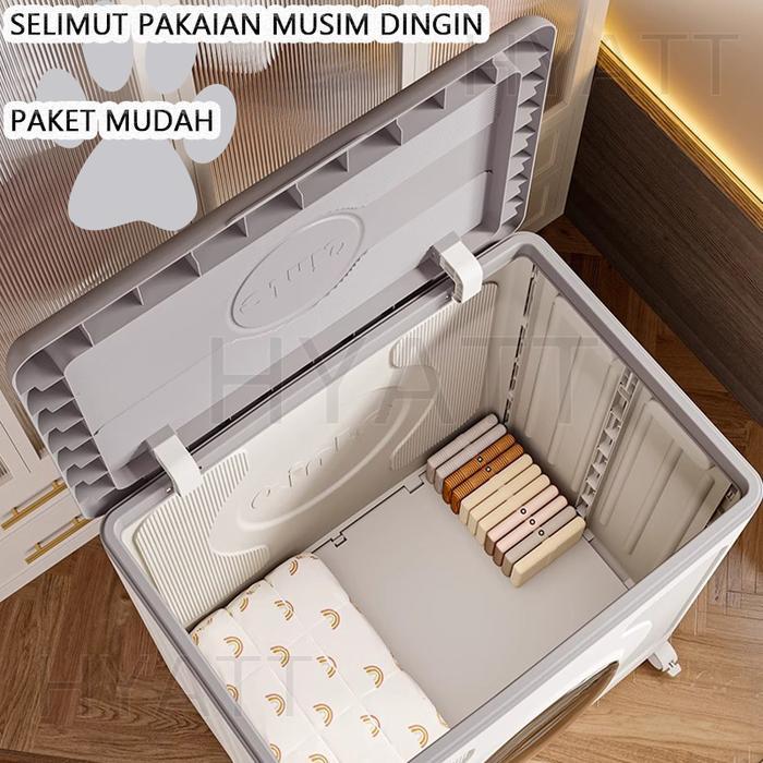 Besar Kotak Plastik Penyimpanan box penyimpanan baju mainan dengan penutup Storage Box di atas roda