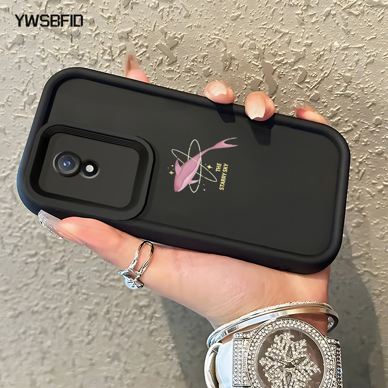 YWSBFID Casing Hp Untuk VIVO Y02 VIVO Y02A VIVO Y02T Case Casing Ikan dan Bulan pola Cesing HP Kesin