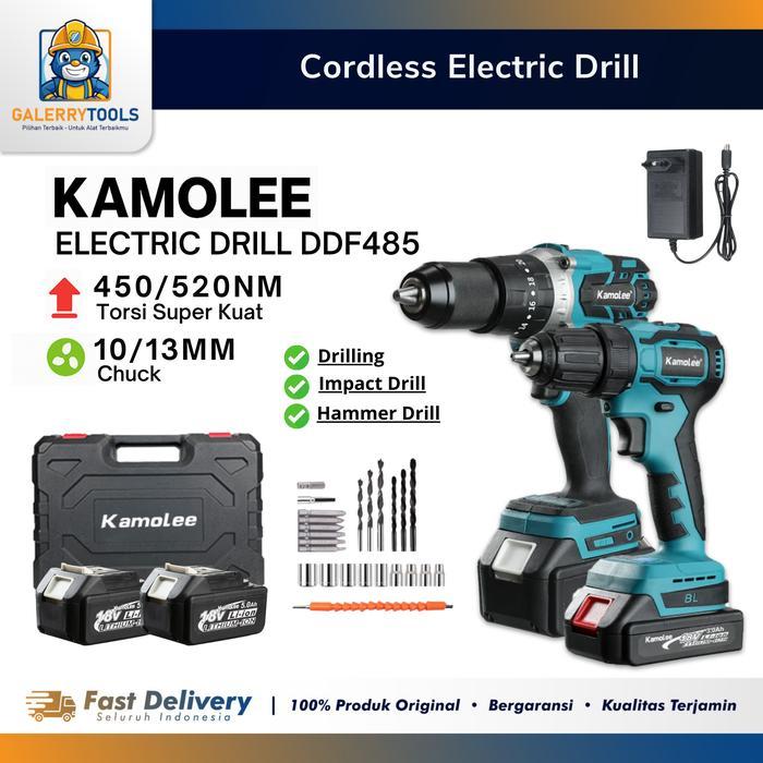 Kamolee Ddf485 Bor Listrik Brushless 450Nm Torsi Besar 18V 5000Rpm Chuck 13Mm Cordless Multifungsi