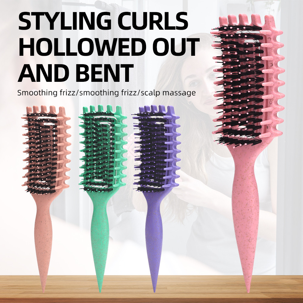 Curly Hair Brush Hollow out Wearing hair Curl Define Styling Brush Beard Comb Styling Brush