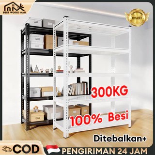 Rak Besi Siku 5 Susun Rak Susun Serbaguna Rak Besi Susun 4 Tingkat Rak Gudang 100% Besi