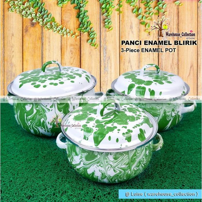 [ Per-Bj ]Panci Blirik/Panci Enamel Gemoy/Panci Blirik Labu/ Panci Jadul/ Panci Blirik Hijau