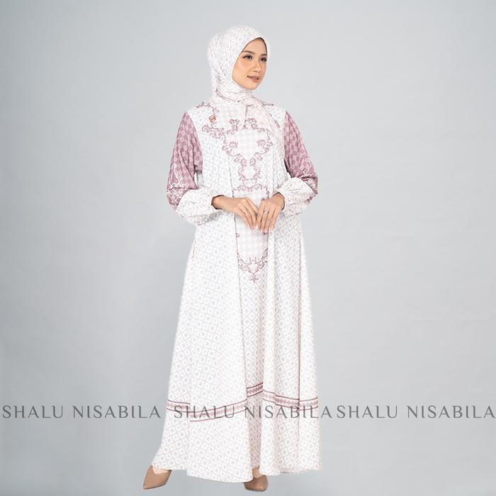 ORIGINAL Shalu Nisabila - Zamira Dress Gamis Printing Baju Fashion Wanita Muslimah Syari Wudhu
