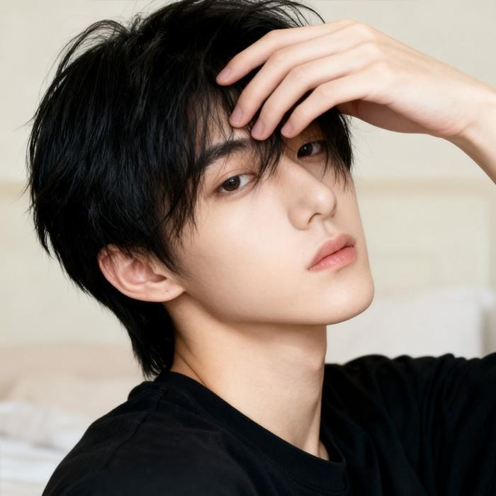 Wig Pria Rambut Palsu Mullet Wig Cosplay Gaya Jepang Wig Ekor Serigala