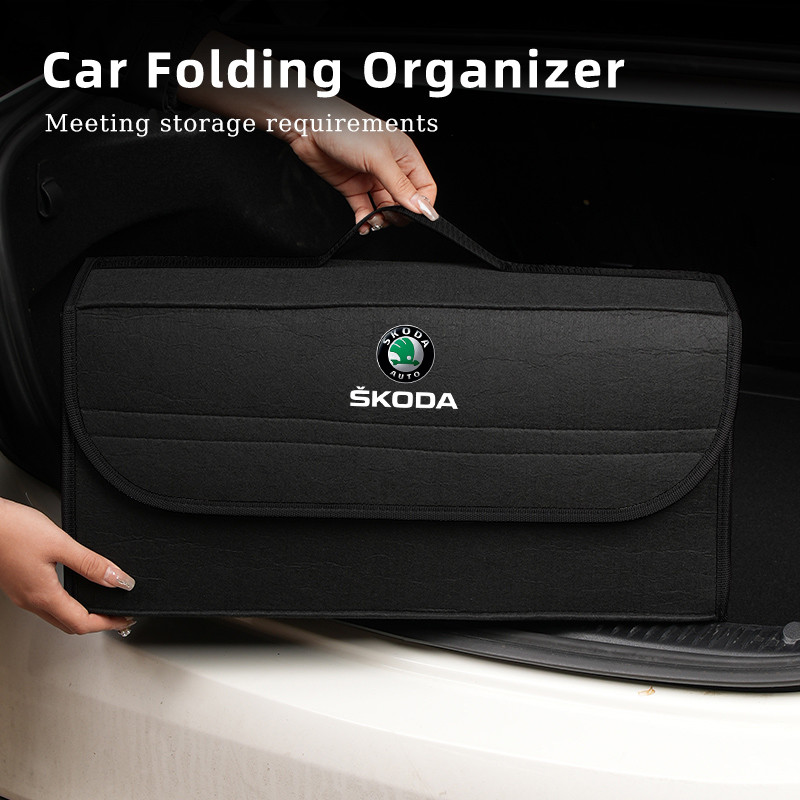 Car Trunk Organizer Bag Foldable Stowing Tidying Storage Box For Skoda Octavia Superb Rapid Kodiaq