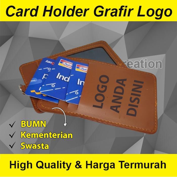 ID Card Holder Grafir BUMN Holder Kulit Name Tag Custom PLN Telkom Mandiri BNI BRI