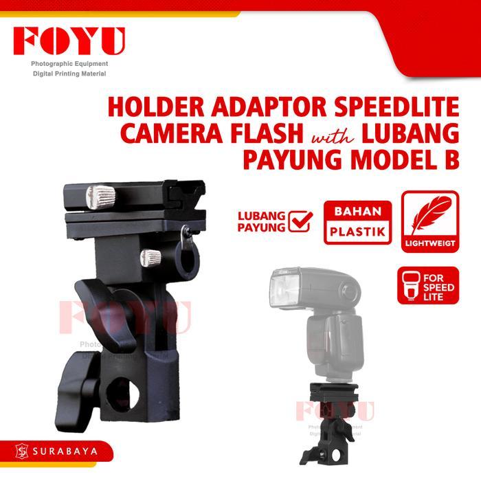 Holder Adaptor Speedlite Camera Flash Dengan Lubang Payung Model B Kamera Lampu Plastik Tripod