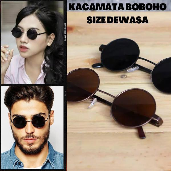 kacaMATA BULAT BOBOHO DEWASA frame hitam Kaca Lensa kacamata hitam bulat