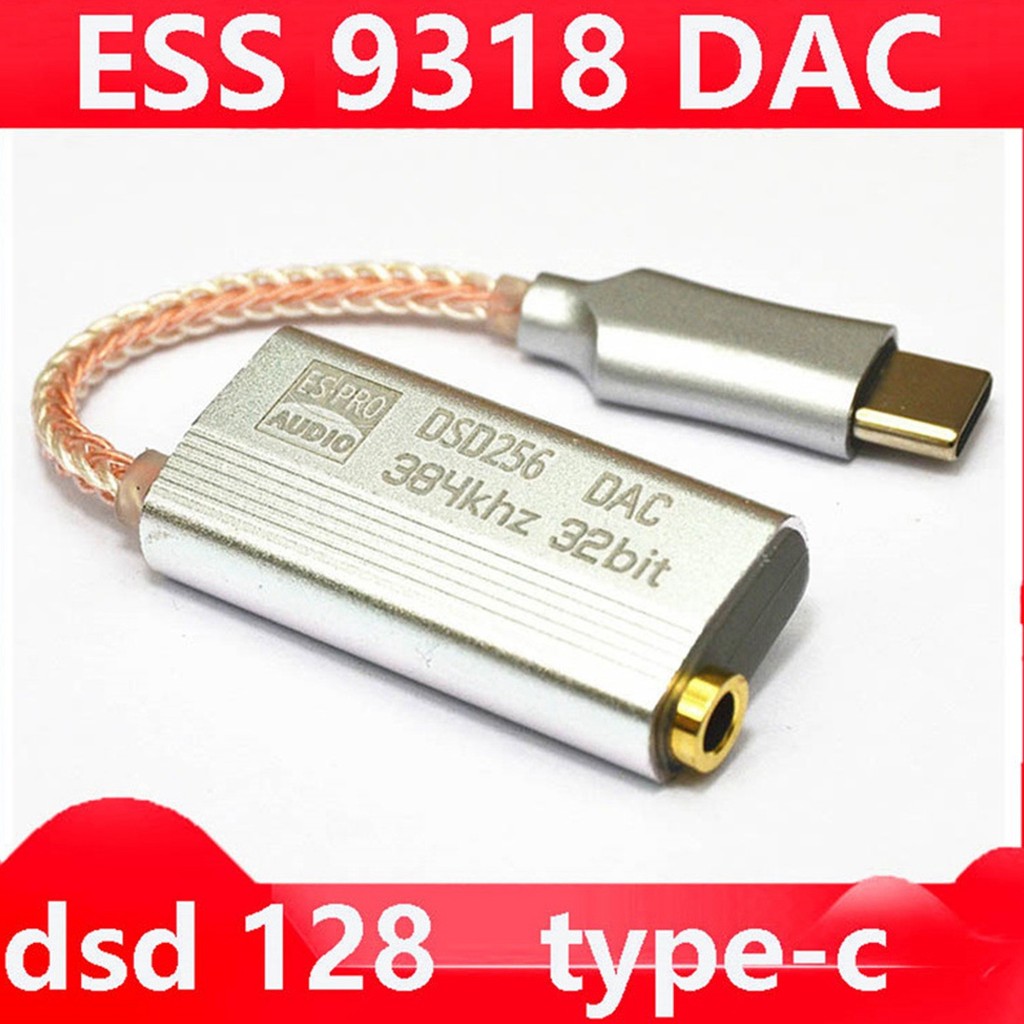 -ABDH DAC ES9318 USB Type C Headphone Adapter Hifi Decoding AMP Adapter Sound Card For Android Type