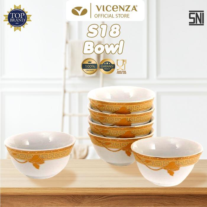 Vicenza Mangkuk Kecil S18 - Porselen 100 ml untuk Es Buah Dessert dan Makanan Berkuah Set 12 Buah