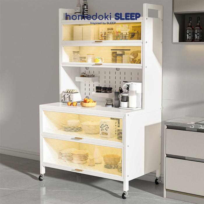Homedoki Lemari Dapur Minimalis/Rak Dapur/Lemari Piring/Rak Dapur Serbaguna/Rak Penyimpanan Dapur
