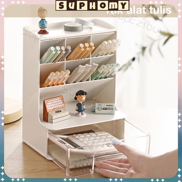 Tempat Pensil Kotak Pensil Organizer Stationery Meja Laci Mini Kotak Alat Tulis Desktop Organizer