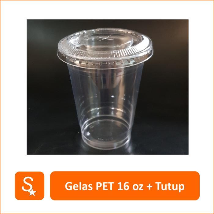 GELAS PLASTIK CUP PET 16 OZ + TUTUP (50 PCS) / STARBUCKS THAI TEA BOBA