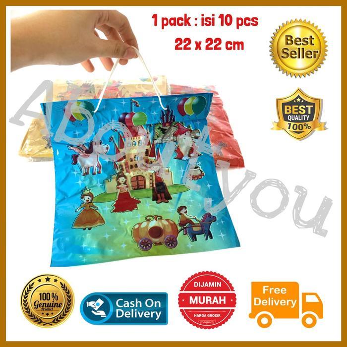 1 pack 10 Plastik Ulang tahun Tas Tali Plastik Ultah Goodie bag Kantong Hadiah Alat
