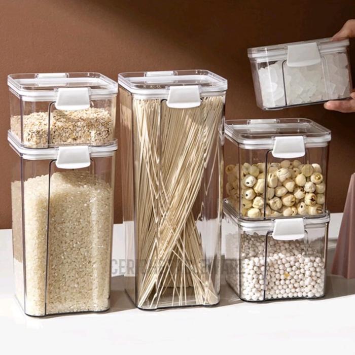 Ceriche Kimu Food Container / Toples Kedap Udara / Toples Kotak Bening / Toples Akrilik Kue Kering