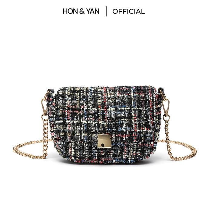 HONYAN Tas Selempang Wanita Wicha Sling Bag Kulit Rajut Kekinian Tas Fashion Wanita Trendy Import