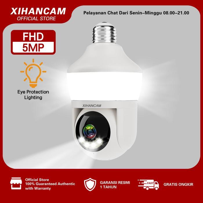 XIHANCAM CCTV Lampu 5MP IP Kamera Indoor Wifi CCTV Bohlam 360 Derajat CCTV Wifi Jarak Jauh Lewat HP