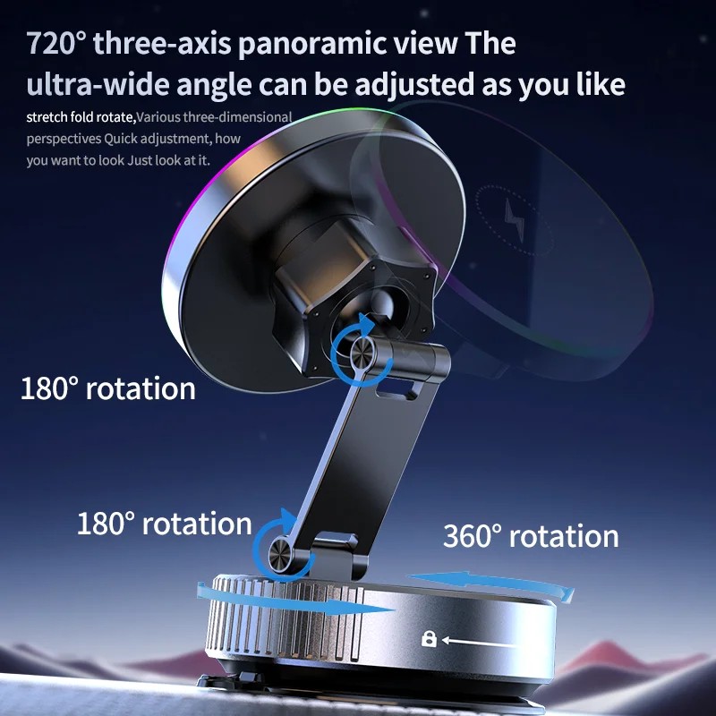 Cooling Magnetic Car Wireless Charger Car Phone Holder Mount Fast Charging for iPhone 15 14 13 Pro