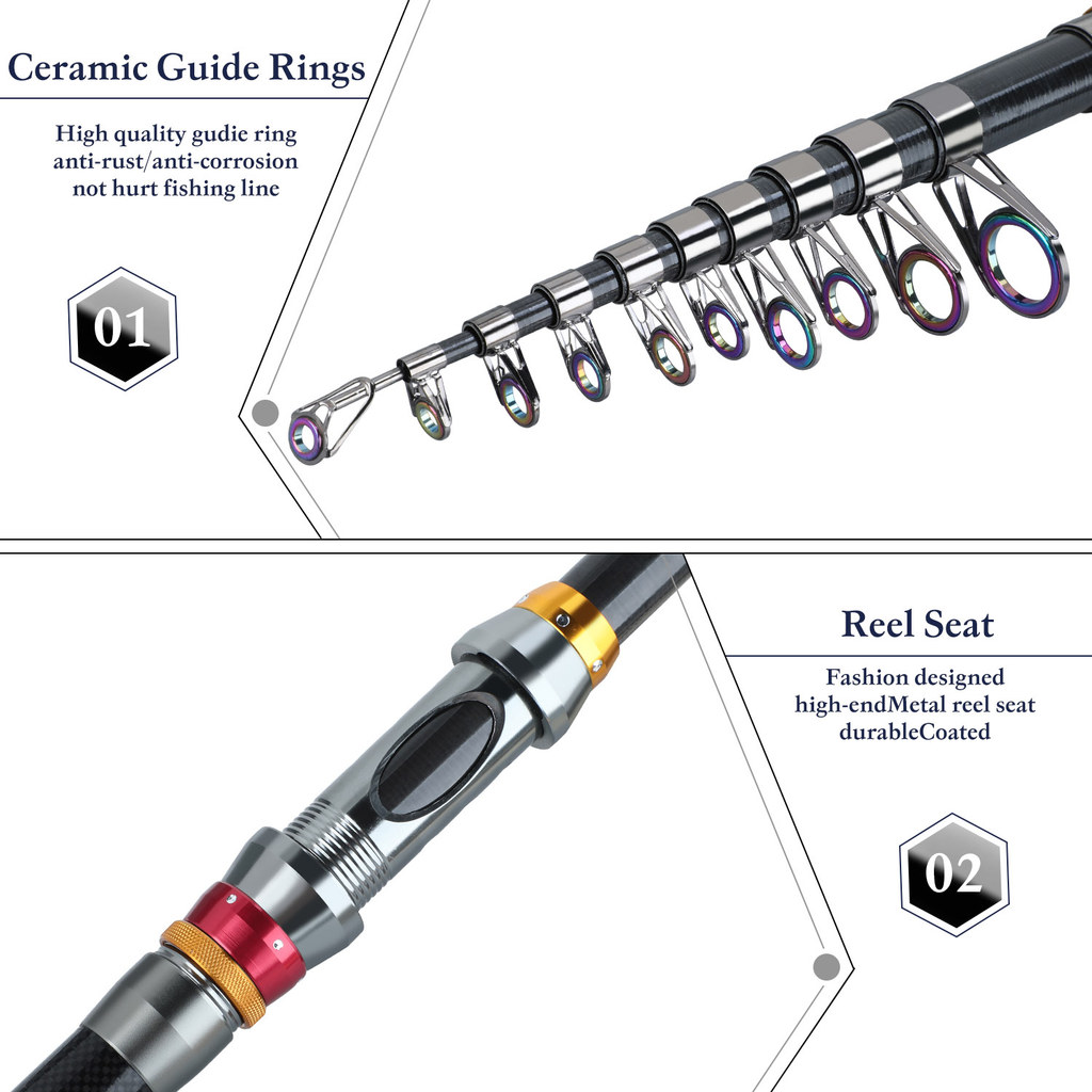Sougayilang Super Hard 1.8-3.6M Telescopic Fishing Rod 99% Carbon Fiber Sea Fishing Rod Pole Rock