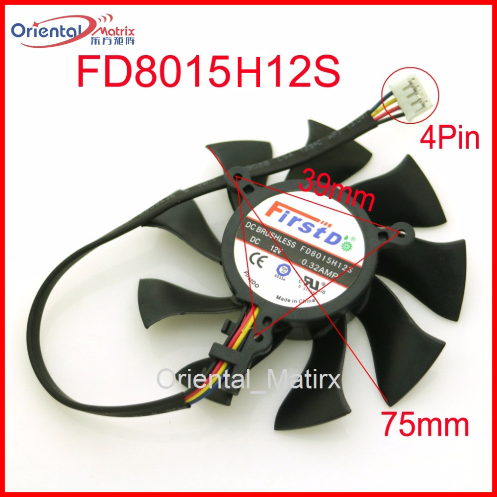 Free Shipping FD8015H12S 75mm VGA Fan For Sapphire HD6850 HD4860 HD5850 HD4890 Graphics Card Cooling