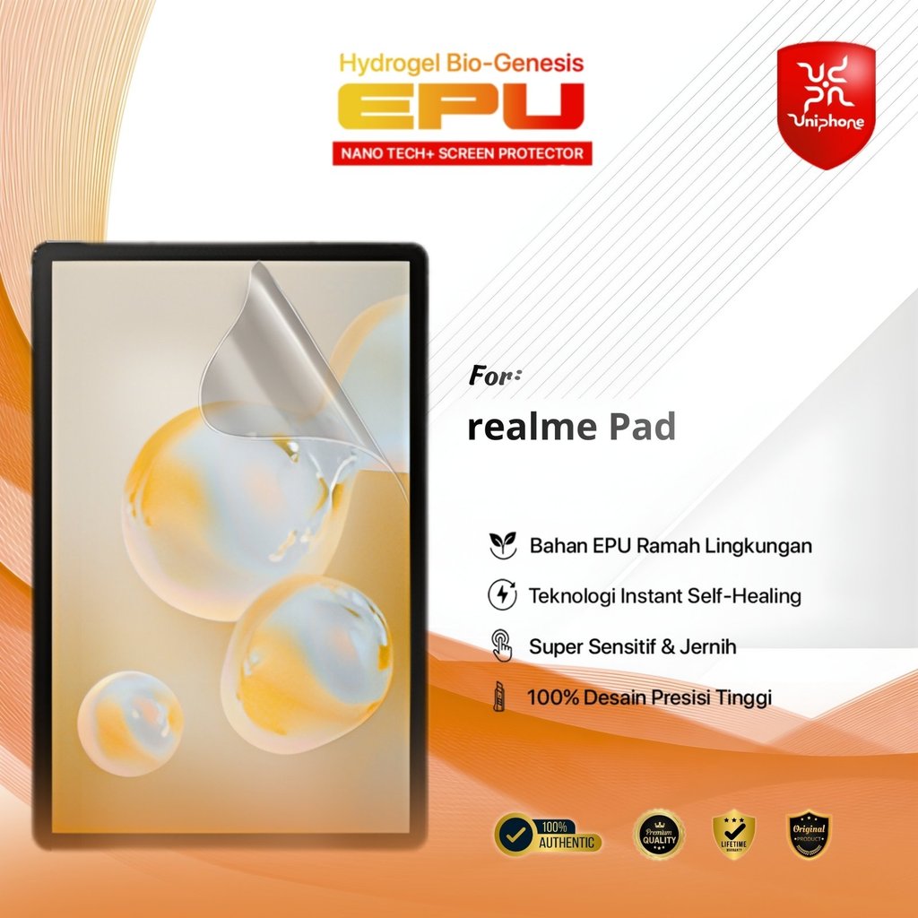 UniPhon BIO-HYDRO EPU Hydrogel Screen Guard for realme Pad Superior Protection Film Clear HD Super S