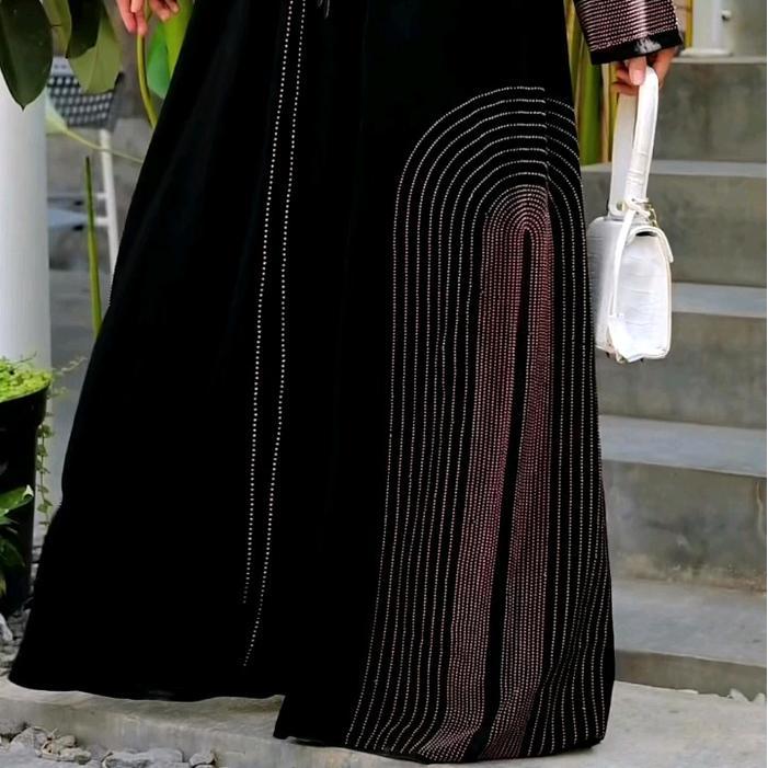 Gamis Abaya EDAMEL Hitam Desain Cantik & Elegan, Bahan JetBlack Berkualitas - Motif Simple, Syari,