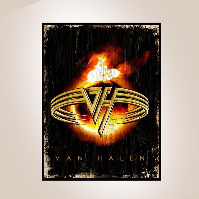 Van Halen Band Poster Kayu Pajangan Dekorasi Dinding Wall Decor