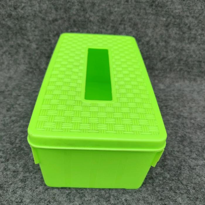 "New" Paket 1 -3 Pcs Tempat Tissue/Kotak Tisu Segi Plastik Greenline Golden Ox Motif Rotan