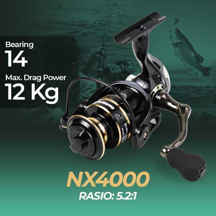 TaffSport Reel Pancing Metal Spinning Gold Sharking BB 14 - NX4000