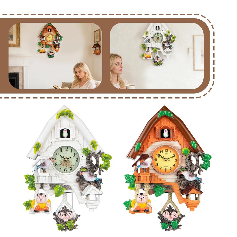 Cuckoo Sing Wall Clock European Style Electronic Silent Wall Clock Cartoon Vintage Home