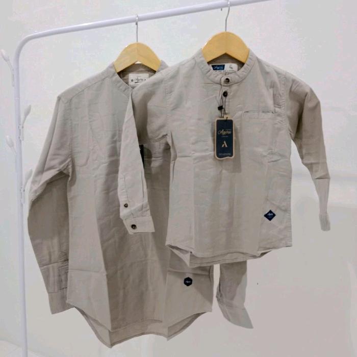 (SPESIAL RAMADHAN) AGERA ECRU BAJU KURTA KEMEJA KOKO KEMKO PASANGAN COUPLE AYAH DAN ANAK LENGAN