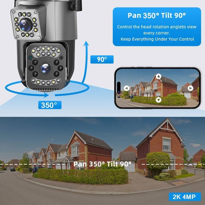 cctv outdoor 2 Kamera cctv PTZ jarak jauh lewat hp 360 derajat waterproof ip camera CCTV dual lens