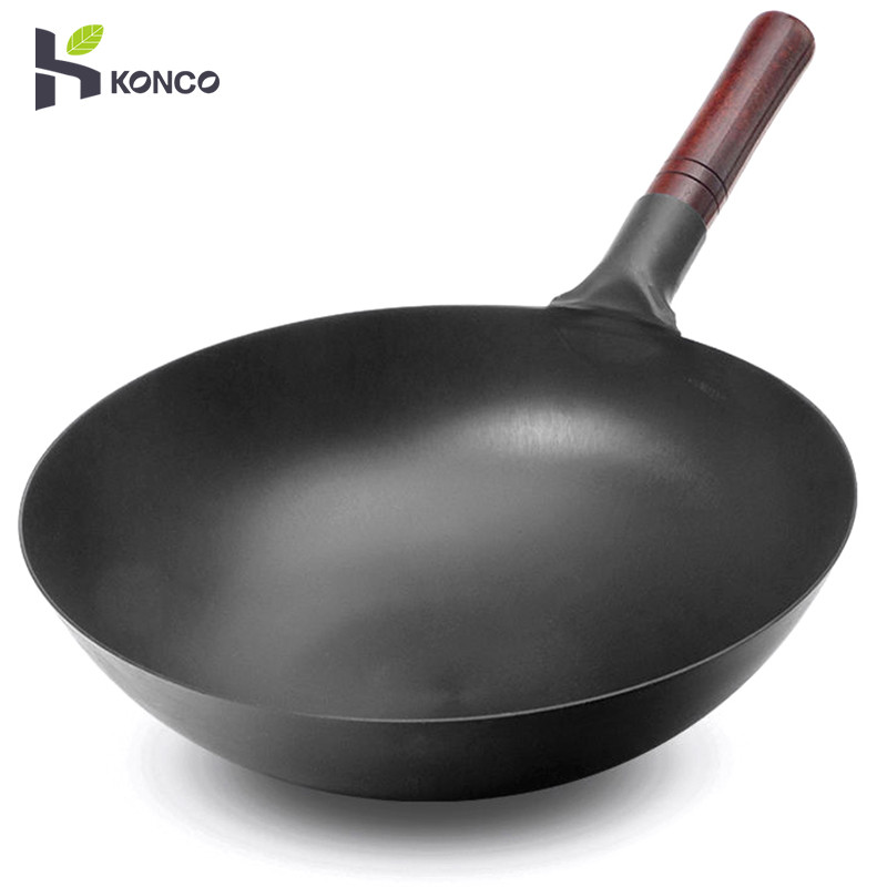 Panci Besi Cina, Wajan Besi Palu Tangan Tradisional dan Wajan Goreng, Tidak Lengket, Tanpa Lapisan, 