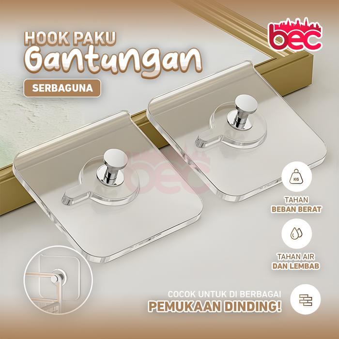 [BEC] Hook Paku Gantung Stiker Hook Magic Paku Perekat Tanpa Bor Dinding Tembok Paku Tempel
