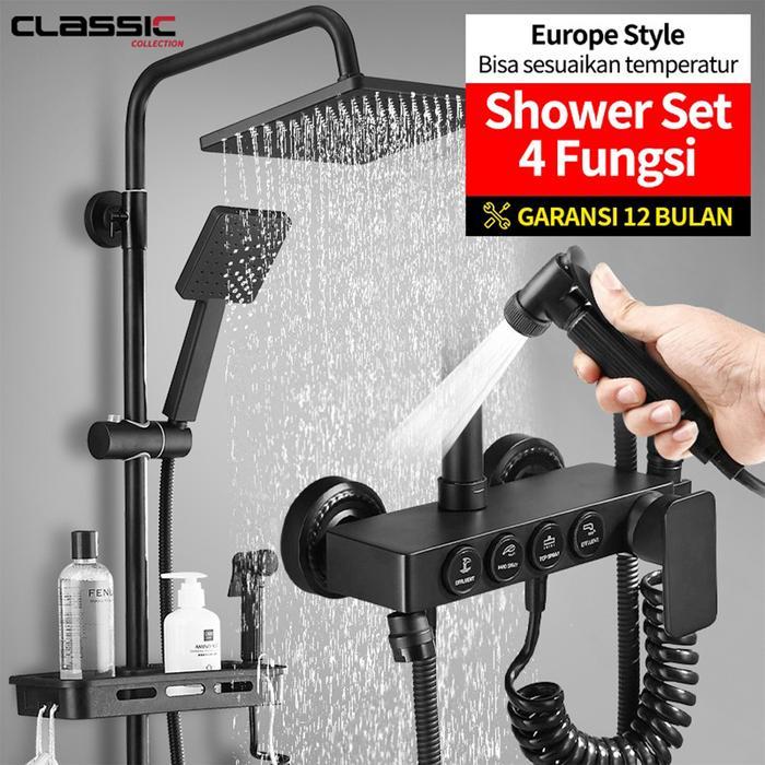 Toto - Shower Kamar Mandi 4 Dalam 1 Set Dengan Sprayer Faucet Sprayer / Black Gold Shower Set /