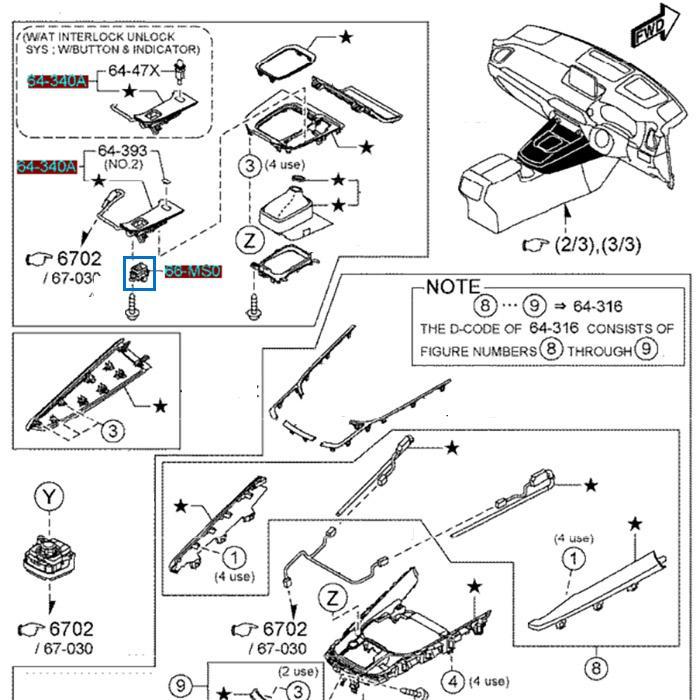 Switch Console Mazda 3 6 CX3 CX5 CX8 CX9 Skyactiv Select Monitor