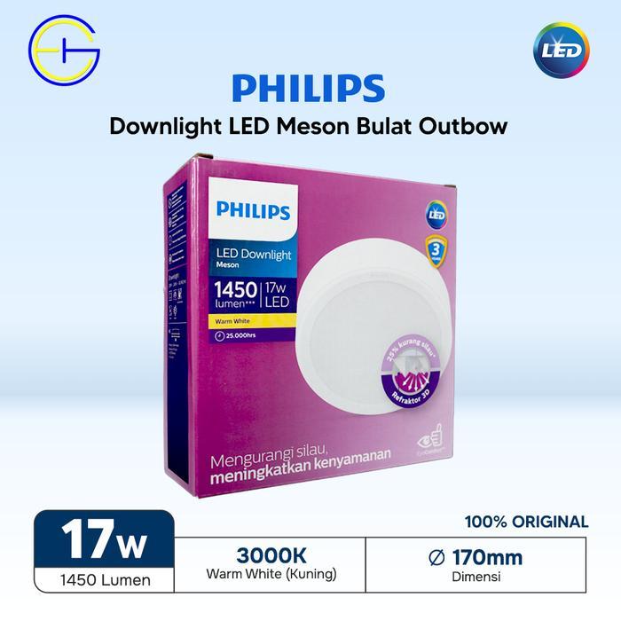 "New" Lampu Philips Meson Downlight Plafon LED 59472 150 17W Outbow Bulat