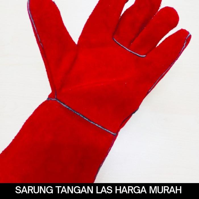 "New" sarung tangan las kulit merah / sarung tangan kulit las