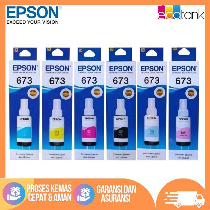 Terlaris Best Quality 100% Original Tinta Printer Epson 673 Original Varian (Hitam, Merah, Biru,