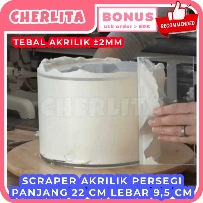 Scraper Kue Ulang Tahun Akrilik Bening Alat Bantu Perata Buttercream
