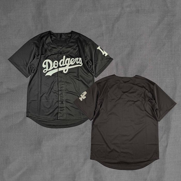 Bordir Jersey Baseball - Dodgers Hitam Baju Baseball Shirt