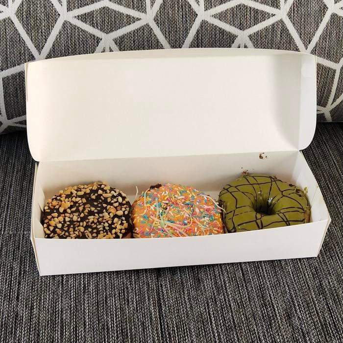 JTTOP" BOX DONAT ISI 3/DUS KUE BOLU/BROWNIES PUTIH POLOS 1PACK ISI 25PCS