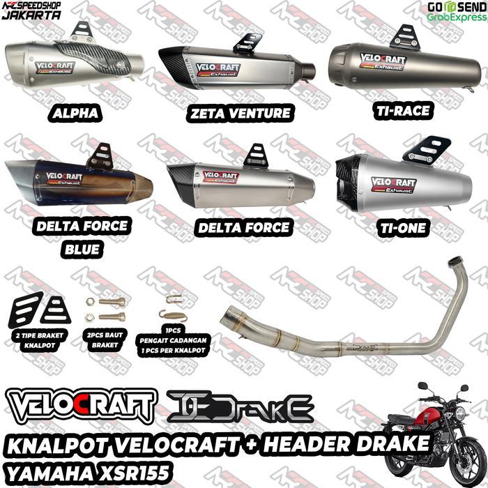 Header Leher Knalpot R9 Drake + Knalpot Velocraft Exhaust Silencer For Yamaha Xsr Xsr155 Xsr 155