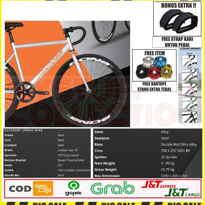 SEPEDA FIXIE UKURAN 700 C FRAME SIZE M HI TEEN STEEL DENGAN REM TORPEDO VELG ALLOY