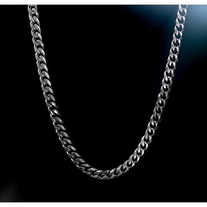 ser Kalung Pria Bahan Anti Karat warna Putih Kuning Rantai Wanita