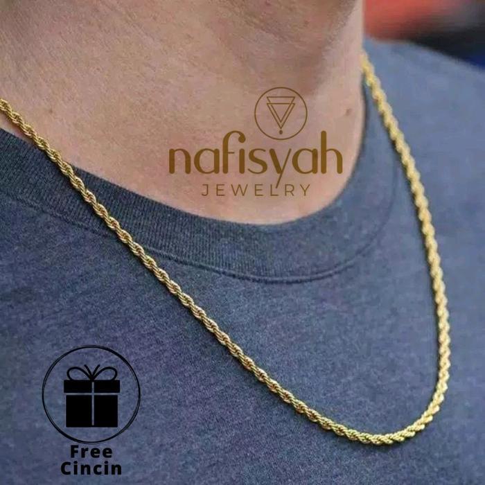 Kalung Tambang Titanium Ori 316L Untuk Pria & Wanita