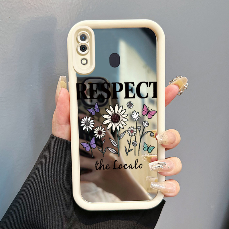 Casing Hp Untuk Samsung Galaxy A30 A20 M10s Case Keberuntungan bunga matahari putih Cermin Kasing si