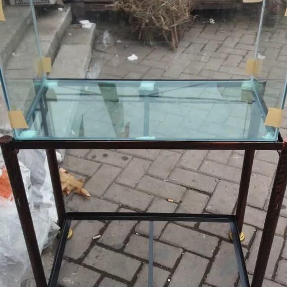 AQUARIUM 50X30X30 KACA 5.MILI +RAK AQUARIUM 50X30 TINGGI U0 BESI ULIR